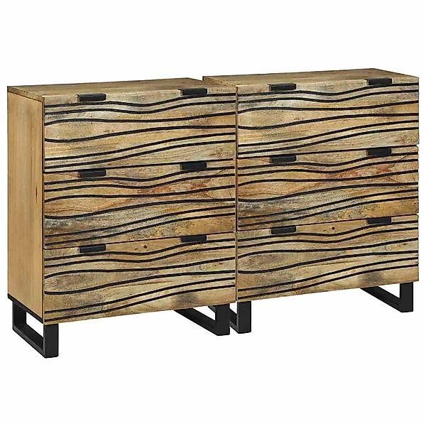 vidaXL Sideboards 2 Stk Braun 60 x 33,5 x 75 cm Massives Mangoholz 3310040 günstig online kaufen