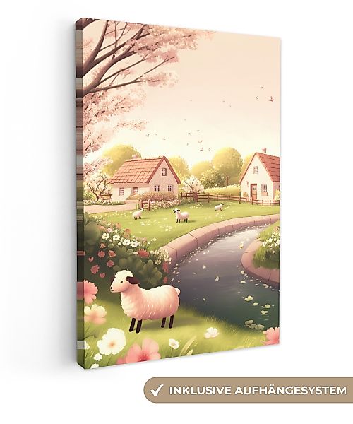 OneMillionCanvasses® Leinwandbild Schafe - Hütte - günstig online kaufen