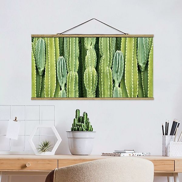 Stoffbild Blumen mit Posterleisten - Querformat Kaktus Wand günstig online kaufen