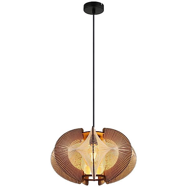 GLOBO Pendelleuchte SAKURA 30534446 natur dunkelbraun schwarz MDF Metall Ha günstig online kaufen