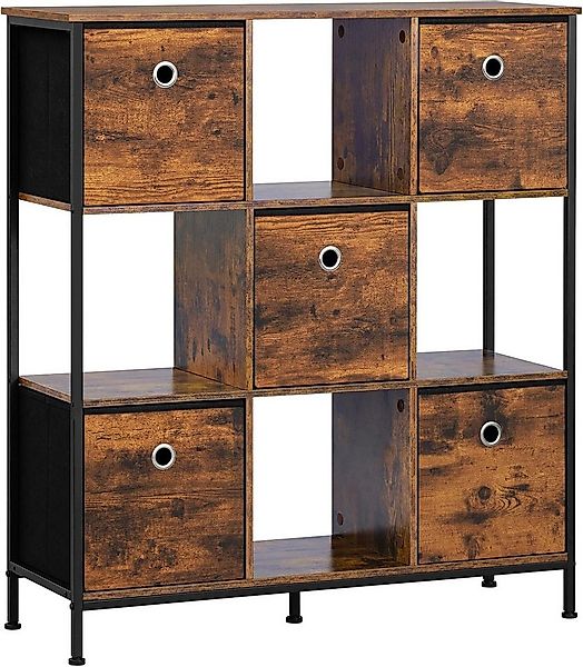 Woltu Bücherregal, mit 4 offenen Fächern, 5 Vliesstoff-Schubladen, Standreg günstig online kaufen