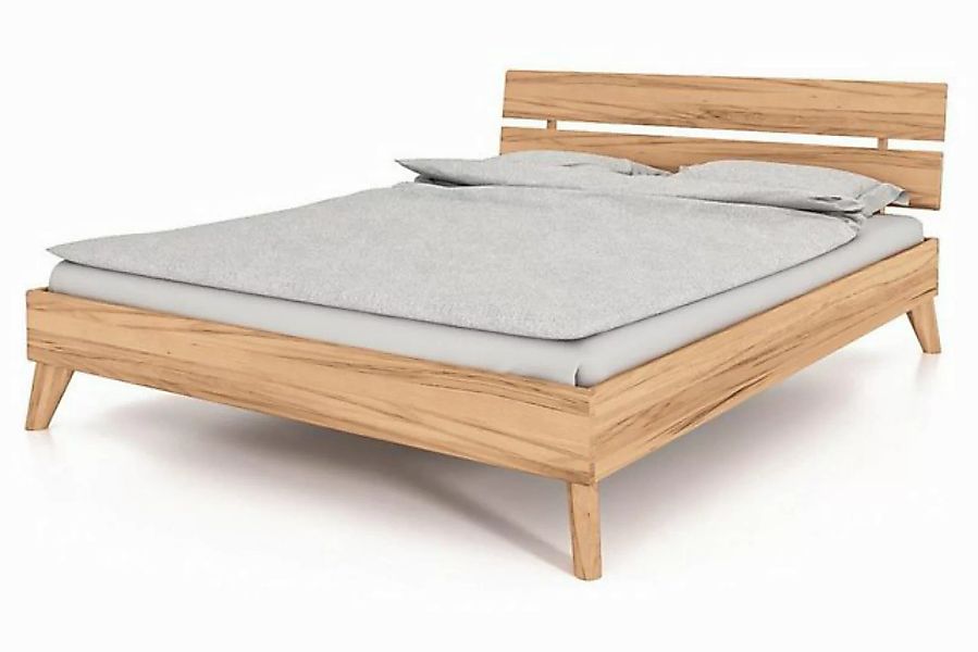 Natur24 Bett Bett Gerg 2 Kernbuche massiv 180x200cm mit Holzkopfteil und Ho günstig online kaufen