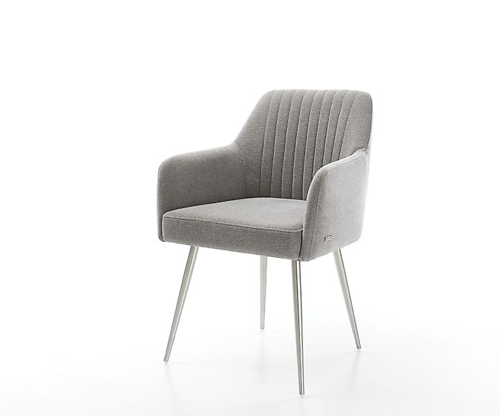 Esszimmerstuhl Greg-Flex Strukturstoff Soft Grau 4-Fuß konisch Edelstahl Ta günstig online kaufen