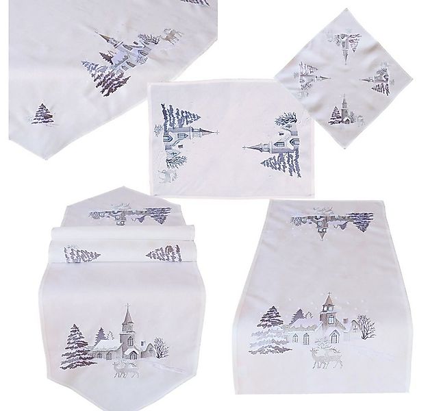 matches21 HOME & HOBBY Tischdecke Tischläufer SASKIA Dorf im Winter weiß si günstig online kaufen