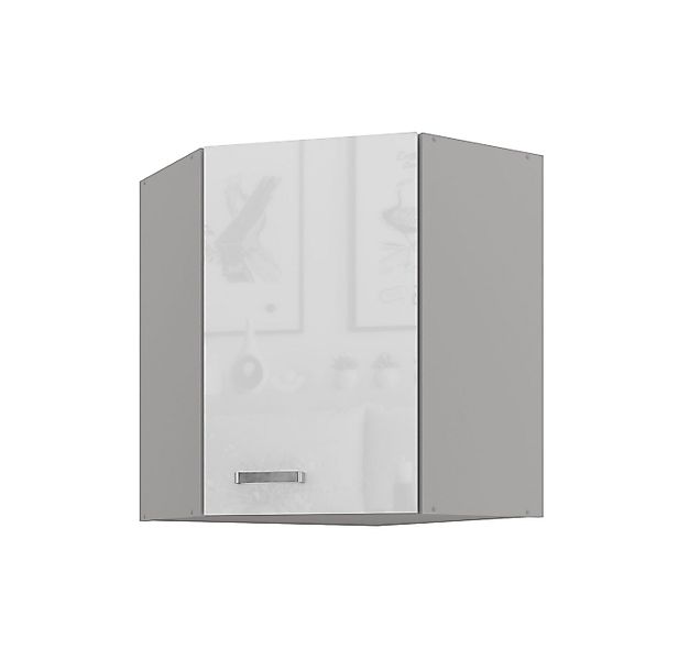 Küchen-Preisbombe Eckhängeschrank 60x60 cm Küche Bianca Weiß Hochglanz + Gr günstig online kaufen