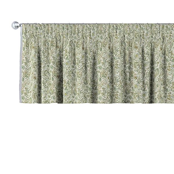 Kurzgardine mit Kräuselband, grün-beige, 260 x 40 cm, Flowers (143-68) günstig online kaufen