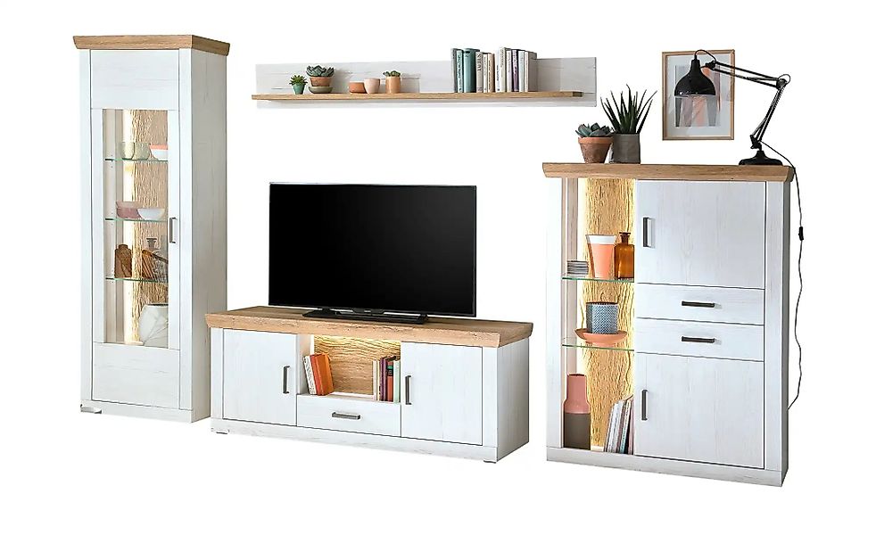 maison bleue Wohnwand  Zara ¦ weiß ¦ Maße (cm): B: 331 H: 205 T: 50.0 Kommo günstig online kaufen