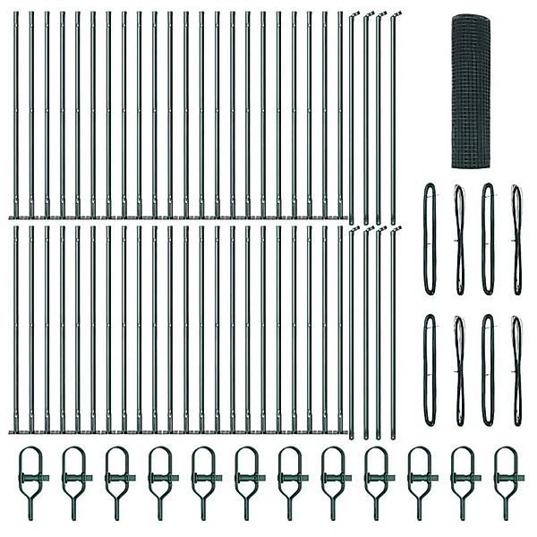 vidaXL Zaunpfosten Grün 100 x 1 m 16 x 16 mm Maschen Stahl und PVC 3352501 günstig online kaufen