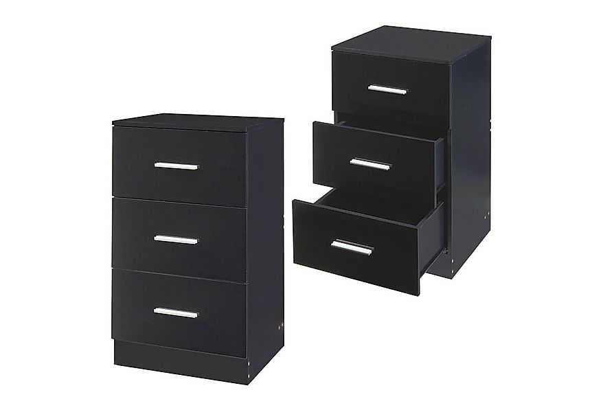 en.casa Nachttisch, »Aurdal« 2er Set 66 x 37 x 34,5 cm Schwarz, hochglänzen günstig online kaufen