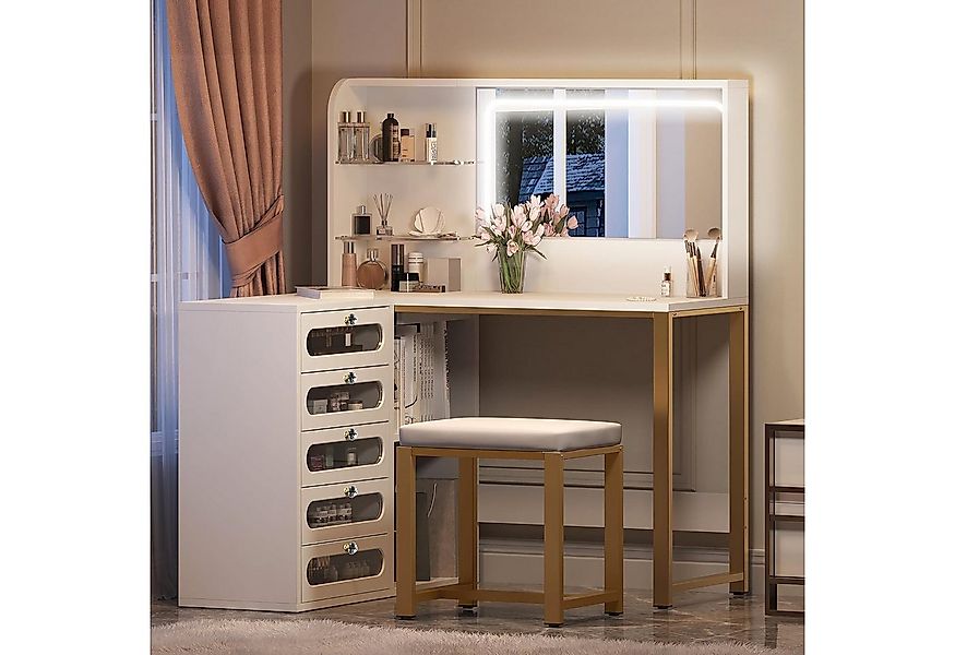 Gdood Schminktisch LED Ablagetisch, Frisiertisch set, Eckschreibtisch (1-St günstig online kaufen
