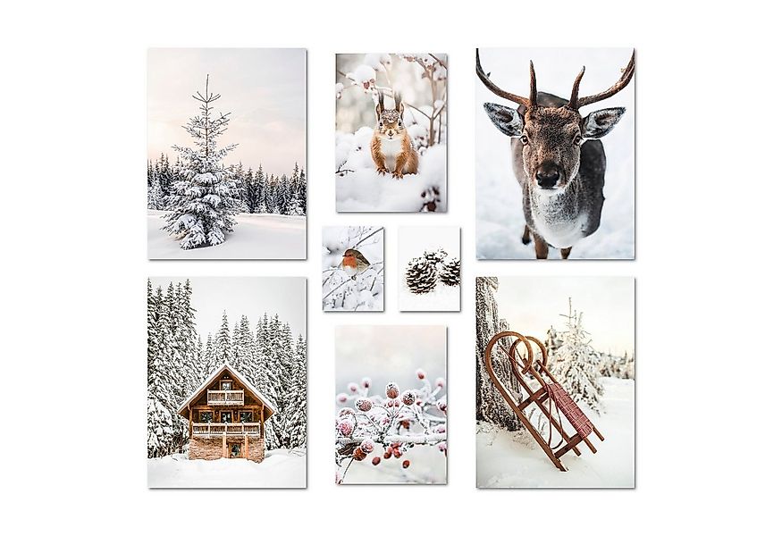 ARTFAVES Bilder-Collage Poster Set - Winter Wonderland I Schnee Tiere Winte günstig online kaufen