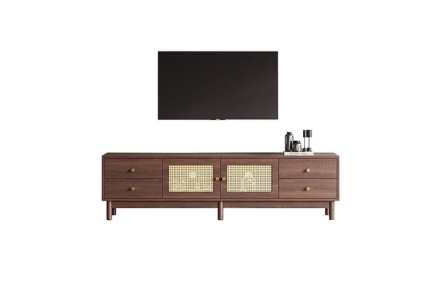 Merax Lowboard Lowboard mit Rattantüren und 4 Schubladen, TV-Schrank Fernse günstig online kaufen