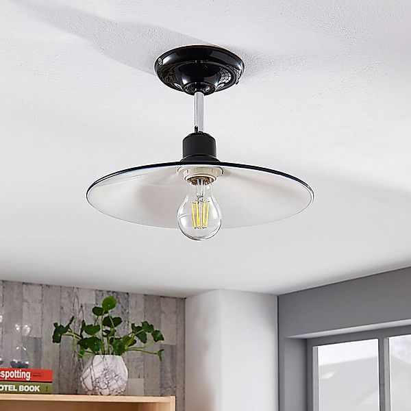 Schwarze Metalldeckenlampe Phinea, Vintagelook günstig online kaufen