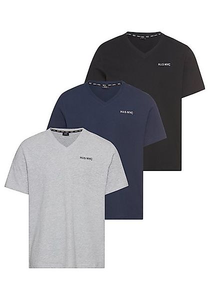 H.I.S V-Shirt (3-er Pack) Kurzarm, Slim Fit, aus Baumwolle günstig online kaufen