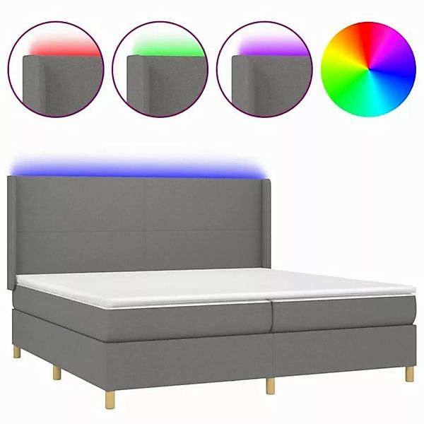 vidaXL Boxspringbett Boxspringbett mit Matratze LED Dunkelgrau 200x200 cm S günstig online kaufen