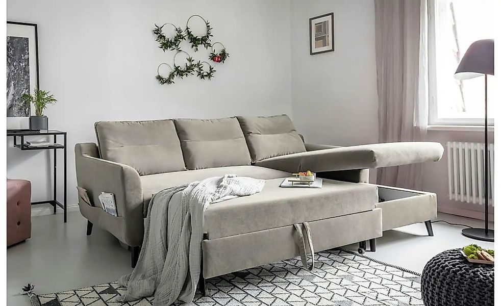Miuform Ecksofa mit Schlaffunktion Stylish Stan ¦ beige ¦ Maße (cm): B: 224 günstig online kaufen