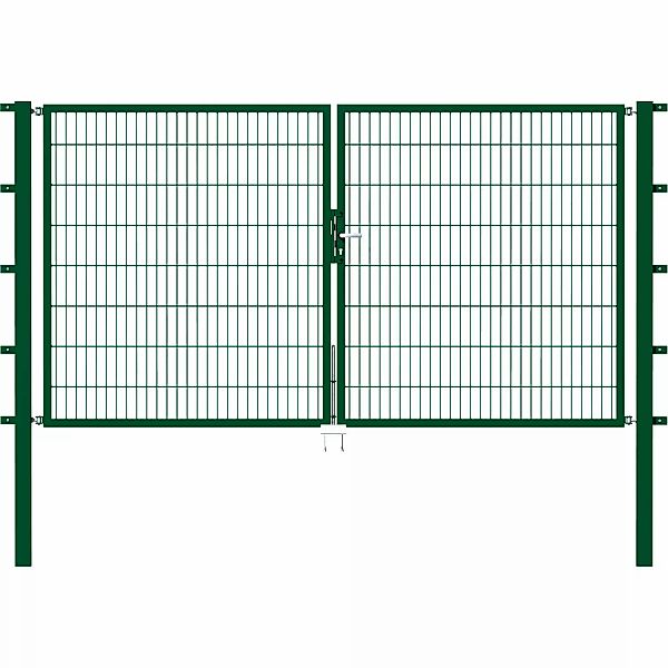 Metallzaun Doppeltor für Doppelstabmatte Grün 200 cm x 300 cm günstig online kaufen