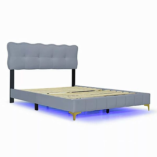 Celya Polsterbett Jugendbett, Doppelbett mit LED-Leuchten, Samtstoff,160 x günstig online kaufen