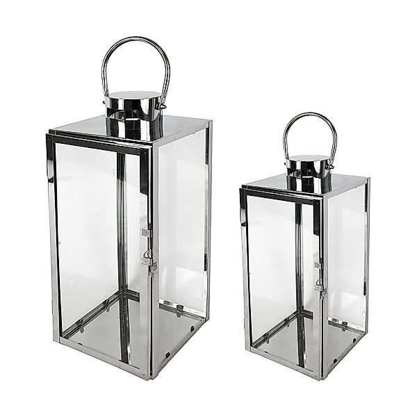 Mojawo Laterne 2er Edelstahl-Laterne Stalllaterne Gartenlaterne günstig online kaufen