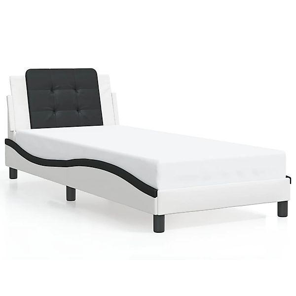 vidaXL Bettgestell ohne Matratze Zadar Weiß und Schwarz 90x200 cm Kunstlede günstig online kaufen
