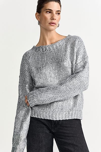 RICHROYAL Strickpullover in Metallic-Optic, kastiger Schnitt, günstig online kaufen