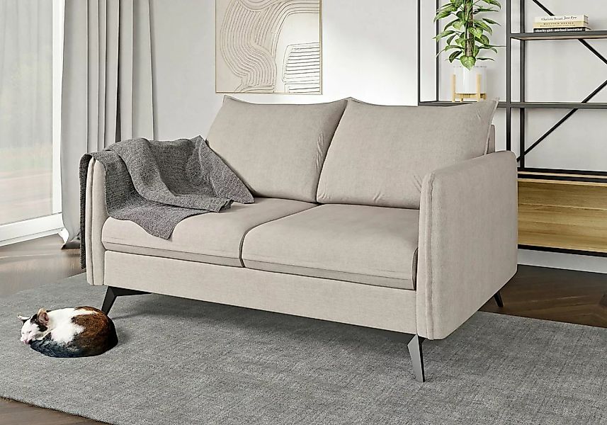 S-Style Möbel 2-Sitzer Sofa Azalea mit Schwarz Metall Füßen aus Luxusmicrof günstig online kaufen