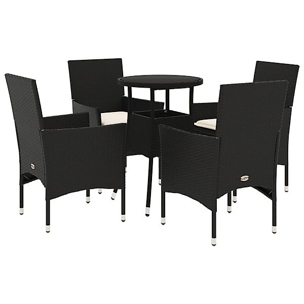 vidaXL 5-Tlg Garten-Essgruppe mit Kissen Schwarz Poly Rattan und Glas 32786 günstig online kaufen