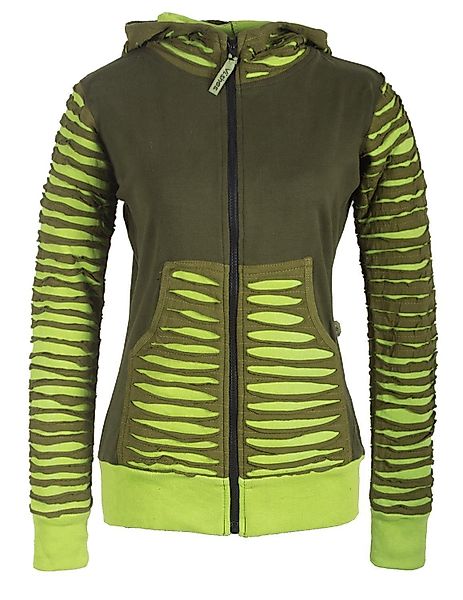 Vishes Kapuzensweatjacke Patchworkjacke Kapuzenjacke Hoodie Cutwork günstig online kaufen