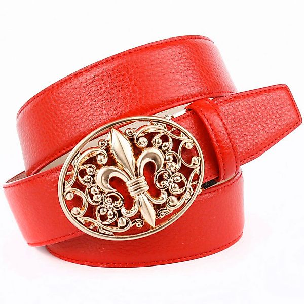 Anthoni Crown Ledergürtel, mit Lilien Emblem günstig online kaufen