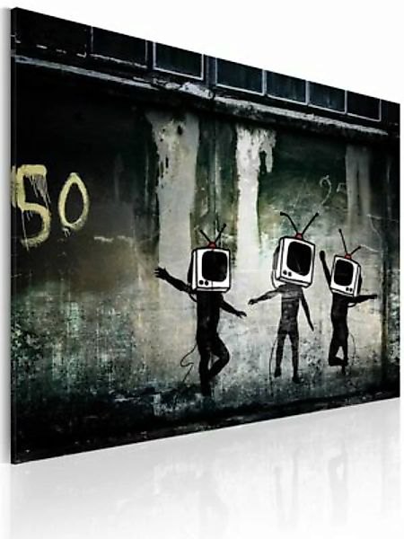 artgeist Wandbild Tanz der Fernsehköpfe (Banksy) grau Gr. 60 x 40 günstig online kaufen