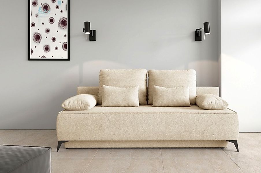 WERK2 Schlafsofa »Indira Samtvelour Boucle Bezug, Breite 206cm, Liegefläche günstig online kaufen