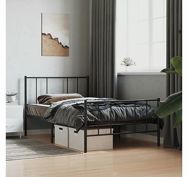 furnicato Bett Bettgestell mit Kopf- und Fußteil Metall Schwarz 100x190 cm günstig online kaufen