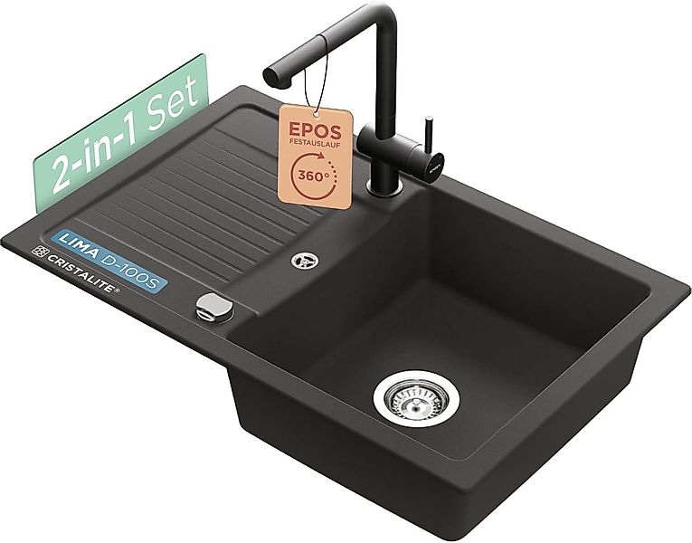 Schock Granitspüle Lima D-100S und Armatur Epos, eckig, 78/50 cm, Inklusive günstig online kaufen