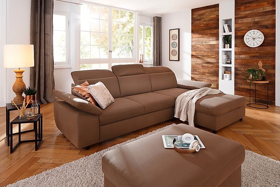 Home affaire Ecksofa "Mauritius L-Form" mit Kopfteil- und Armlehnverstellun günstig online kaufen