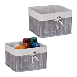 relaxdays Regalkorb Aufbewahrungskorb Set aus Bambus günstig online kaufen