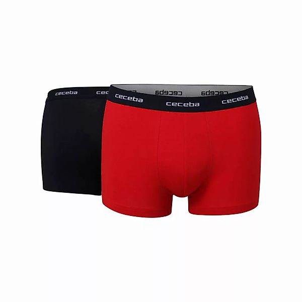 CECEBA Herren Shorts - Boxershorts, Long Boxer, Basic, Baumwolle Rot/Schwar günstig online kaufen