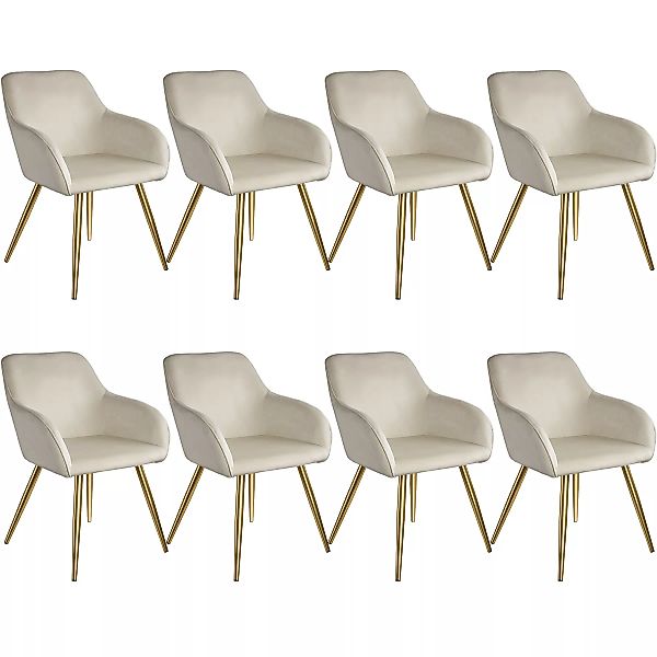 8er Set Stuhl Marilyn Samtoptik, goldene Stuhlbeine - créme/gold günstig online kaufen