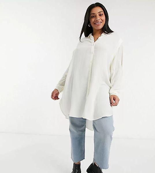 Vero Moda Curve – Langes Hemd in Weiß günstig online kaufen