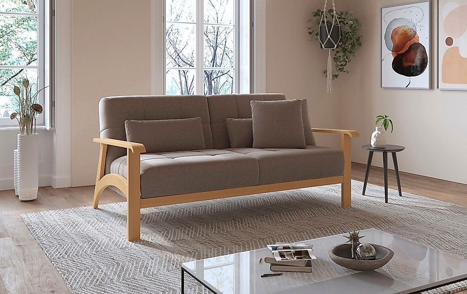 sit&more 2,5-Sitzer "Billund" Armlehnen aus Buchenholz in natur, verschiede günstig online kaufen