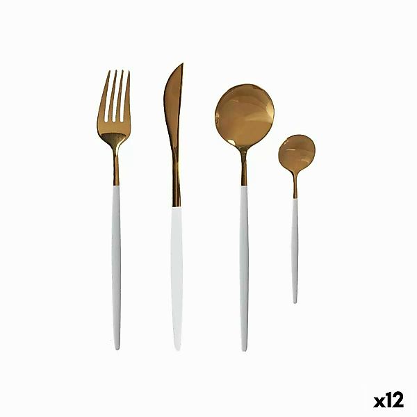 Besteck-set Gold Weiß Edelstahl (12 Stück) günstig online kaufen