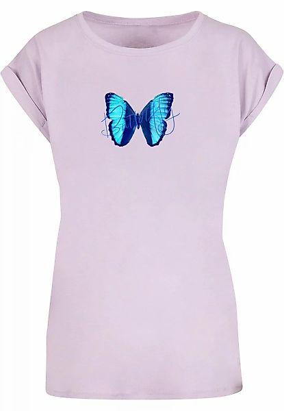 Merchcode T-Shirt "Merchcode Damen Ladies Butterfly Blue Extended Shoulder günstig online kaufen