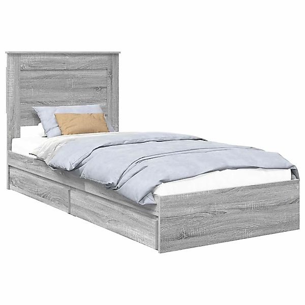 vidaXL Stauraumbett Grau Sonoma 90 x 200 cm Holzwerkstoff 3410278 günstig online kaufen