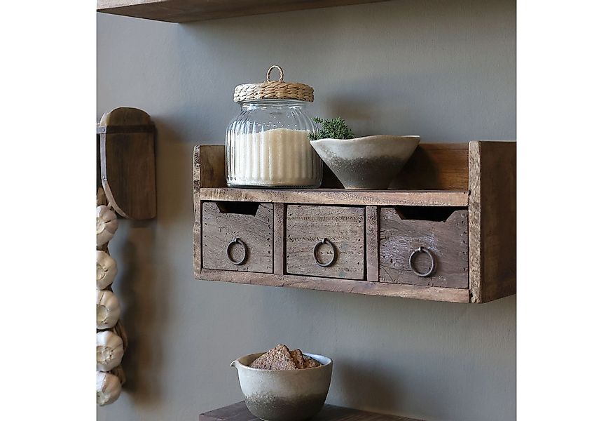 Chic Antique Regal Grimaud Regal / Aufsatz Box mit Schubladen L36 cm natur, günstig online kaufen