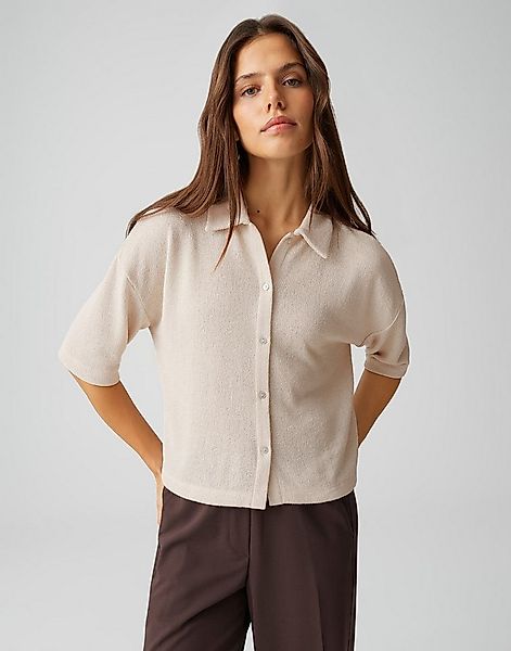 OPUS Poloshirt Jerseyshirt in feiner Strickoptik Lockere Passform, Kellerfa günstig online kaufen