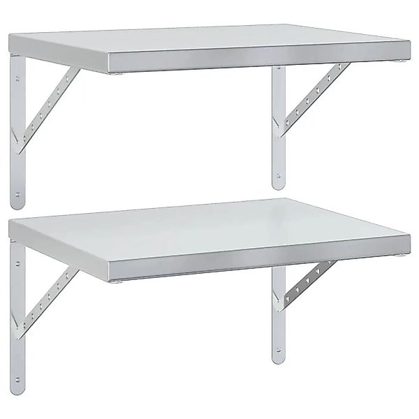 vidaXL Wandregale 2 Stk 50x40 cm Silbern Edelstahl 3214508 günstig online kaufen