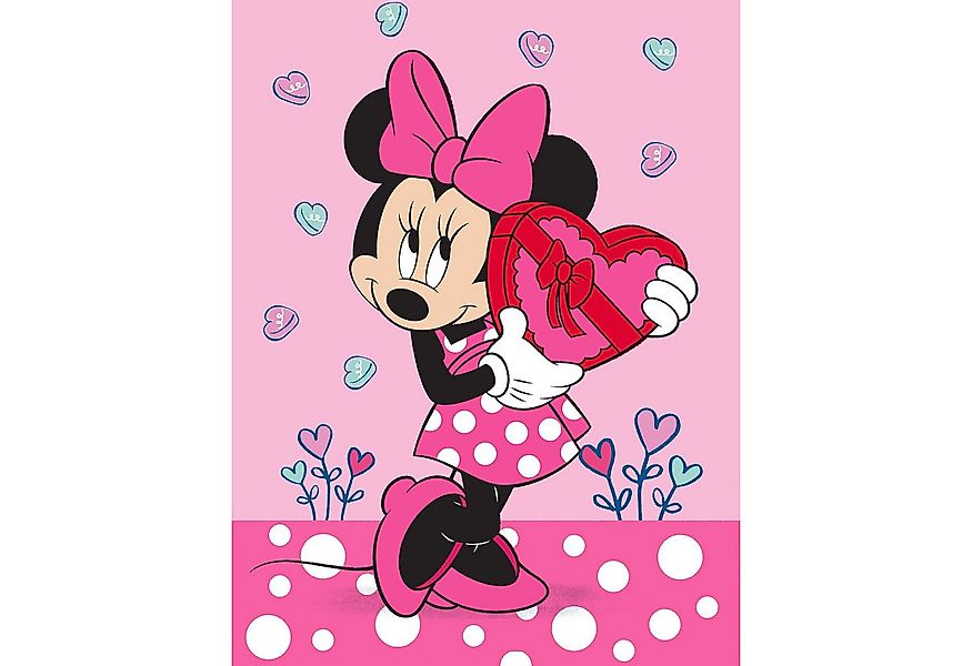 BERONAGE Kinderteppich Minnie Mouse Kinderteppich Herz 100x133 cm Spiel-Tep günstig online kaufen