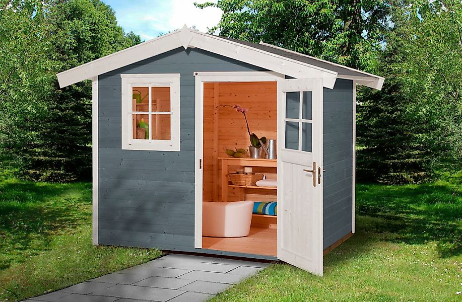 Gartenhaus 123 Gr.2 Satteldach Grau 28 mm günstig online kaufen