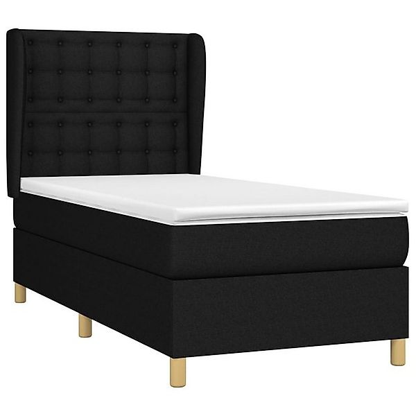 vidaXL Boxspringbett, Boxbett mit Matratze Schwarz 80x200 cm Stoff günstig online kaufen