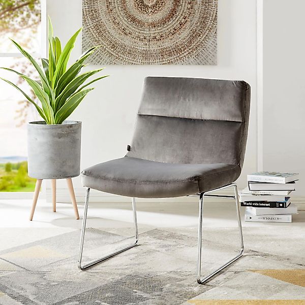 Home affaire Sessel "Gil, Loungesessel Wohnzimmer," Samtvelours Bezug, in d günstig online kaufen