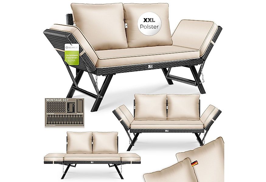 KESSER Gartenbank Polyrattan Gartensofa 4-in-1 mit Liegefunktion & Verstell günstig online kaufen